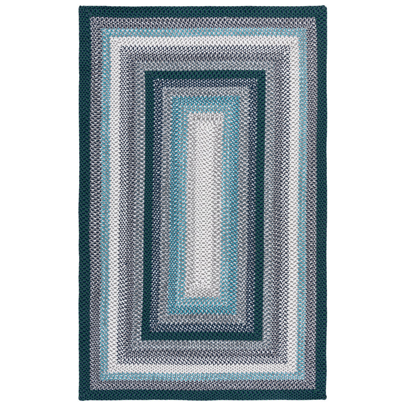 Braided Hand Woven Machine Washable Striped Outdoor Indoor/Outdoor Area Rug, Rectangle 6' x 9'