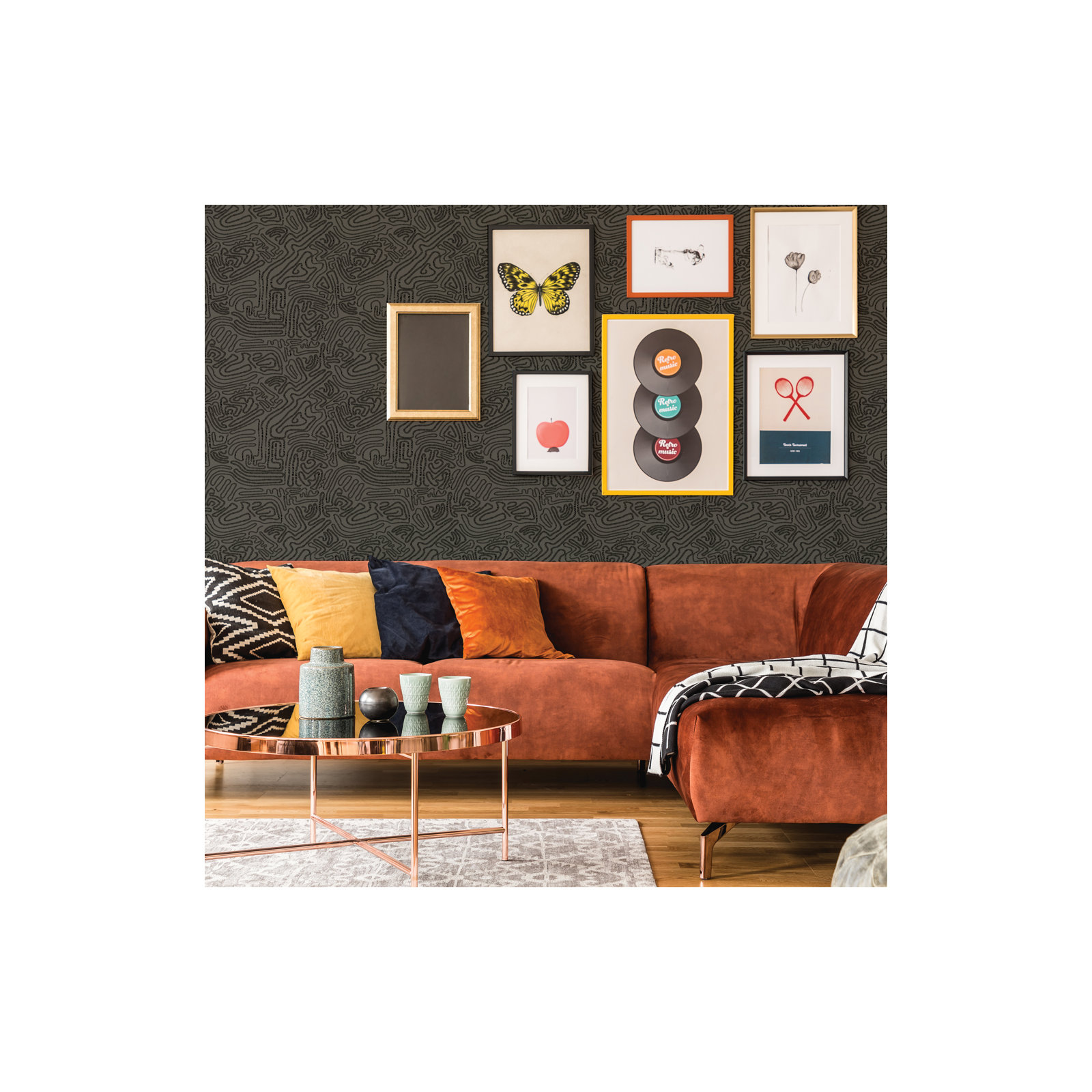 Sketch Peel and Stick Wallpaper, Black