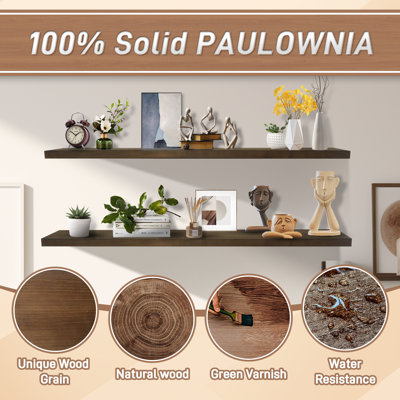 Brown Floating Shelves for Wall，Set of 4