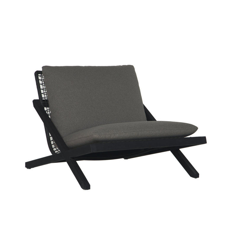 Outdoor Teak Lounge Chair, Black, Gracebay Gray