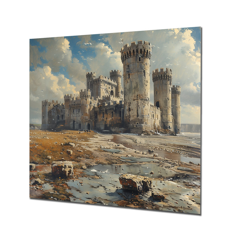 Impression d'art mural gris et blanc majestueux Forteresse I - Forteresses, Métal métal, H 30 po x l 30 po x P 1 po