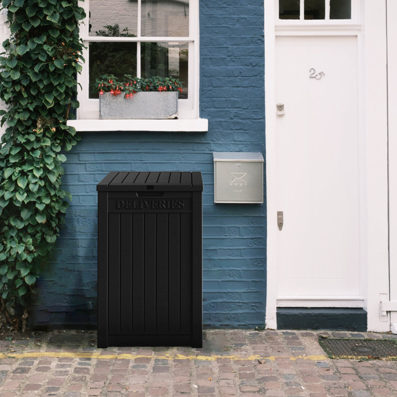 Black 48 Gallon Lockable Resin Deck Box