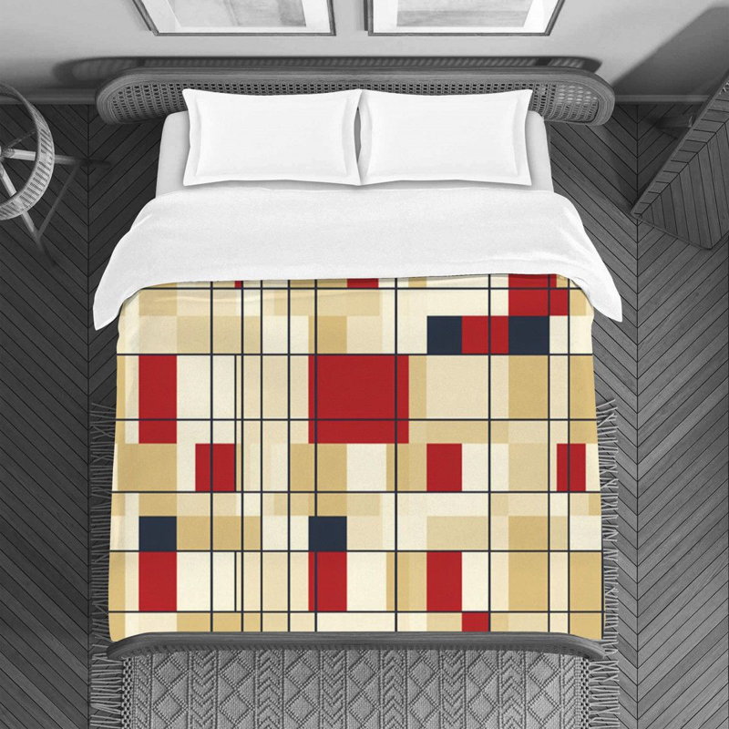 Sixten Mondrian Geometric Machine Printed Duvet Cover, King Duvet Cover