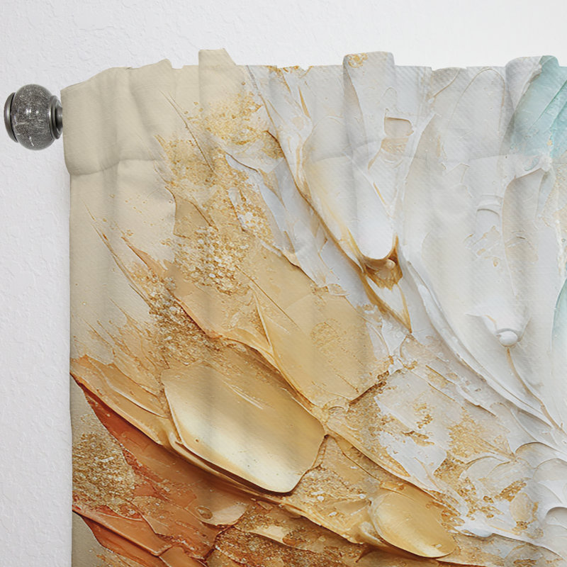 Gold Blue Desert Mirage Spiral - Modern Velvet Curtain - Room Darkening - 1 Panel, 52" W x 90" L