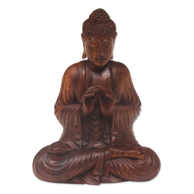 Novica Buddha With Vitarka Mudra Wood Sculpture