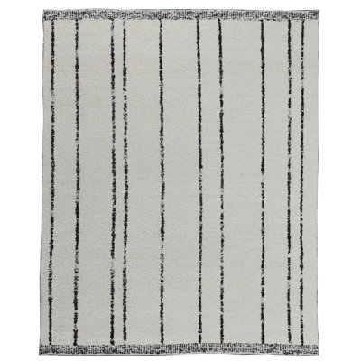 Wool Striped Area Rug in Ivory