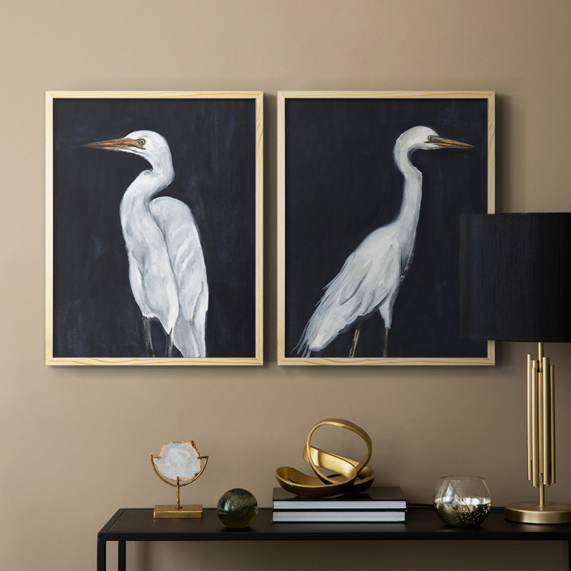 Impression encadrée Calm Great Egret I-Premium - prête à être accrochée - aucun clou requis - aucun clou requis