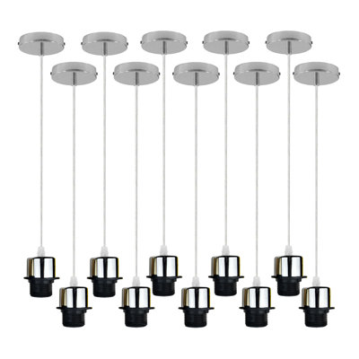 Bithlo 10x Industrial E27 single Pendant Light Holder Set – Williston Forge Adjustable Ceiling Fittings with 95cm Cable for Home or Commercial Use
