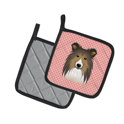Cuisinier poignée sheltie caroline trésors Checkerboard