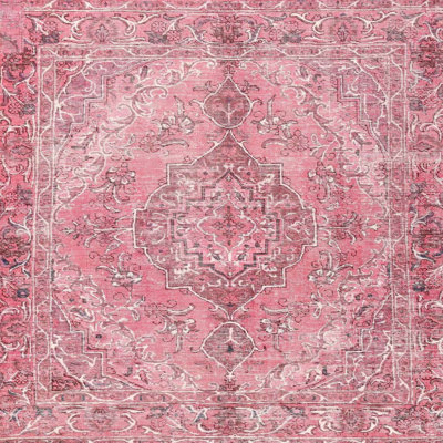 Tapis rouge/brun/beige traditionnel Rayo