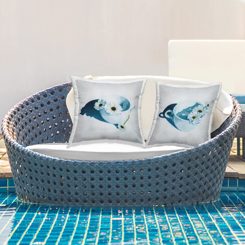 Ensemble de coussins d'extérieur 2 pièces Country Daisies in Teacups par Grace Popp