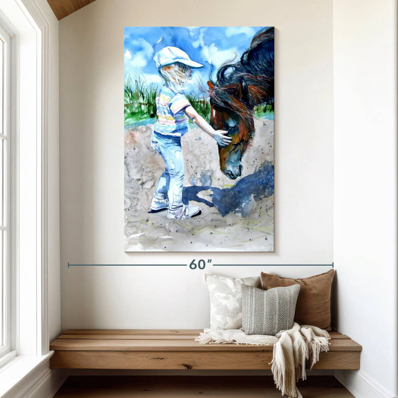 Leisha, une fille avec un cheval, H 51 po x l 34 po