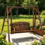 Banc de balançoire en bois 2 places, conception ergonomique, structure en «A», stable et antidérapant, balançoire de jardin en bois massif
