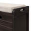 Banc de rangement avec panier amovible et 2 tiroirs, banc à chaussures entièrement assemblé avec coussin amovible (espresso), rangement pour chaussures-658462810