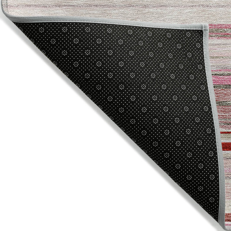 Tapis intérieur lavable rayé rose 10 pi x 14 pi