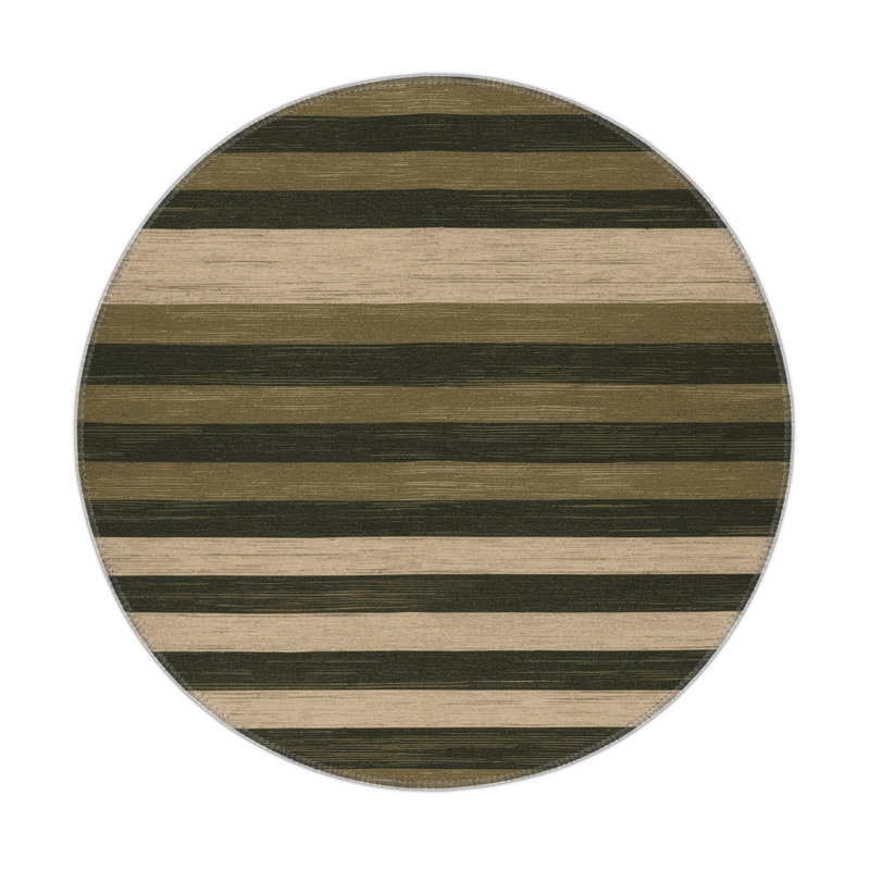 Tapis intérieur / extérieur brun HorizontalStripes, Rond 5 pi