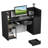 Modern Reception Desk With Led Lights, 63 Inches Front Counter Table With Lockable Drawer & Shelves