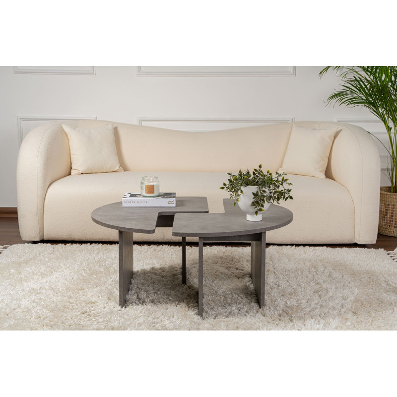 Table basse industrielle moderne, gris béton, 35,5 po x 16,1 po | 100% panneau de particules enduit de mélamine, épaisseur: 0,7 pouce | Conception élégante pour le salon, durable et facile à entretenir