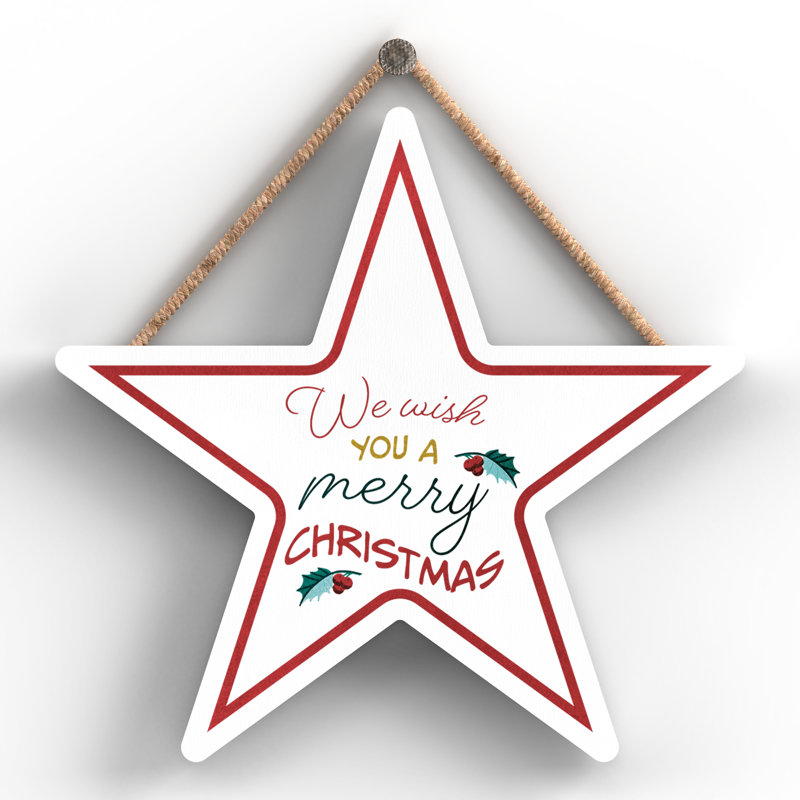Xmas We Wish You a Merry Christmas Wooden Star Plaque