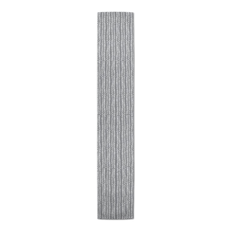 Brealle Rectangle Polyester Table Runner, 90" x 16", Gray