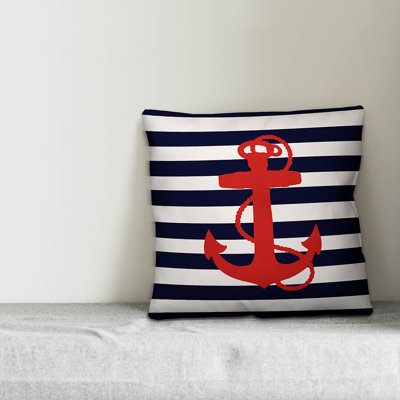 Anchor Striped 18" Throw Pillow