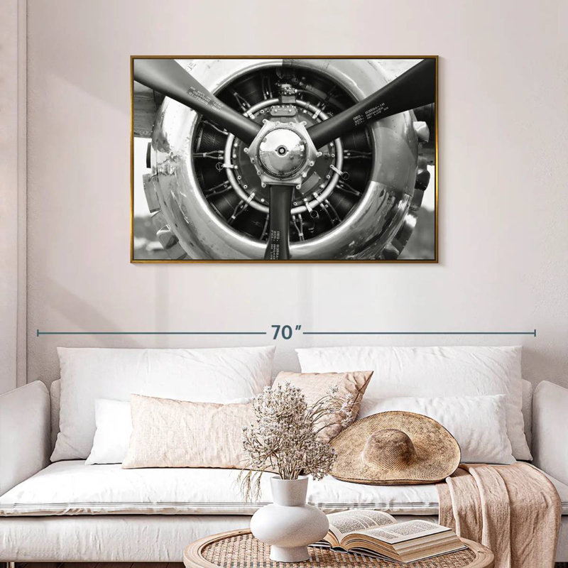 Hélice d'avion, Cadre flottant doré, 43 po x 29 po