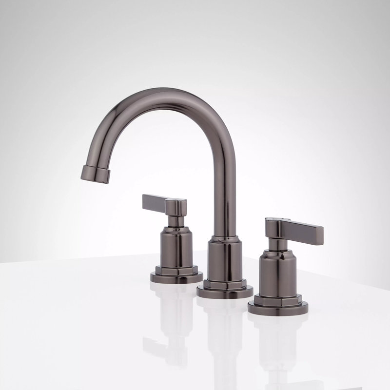 Greyfield 1.2 GPM Widespread Bathroom Faucet with Metal Lever Handles and Pop-Up Drain Assembly, Gunmetal