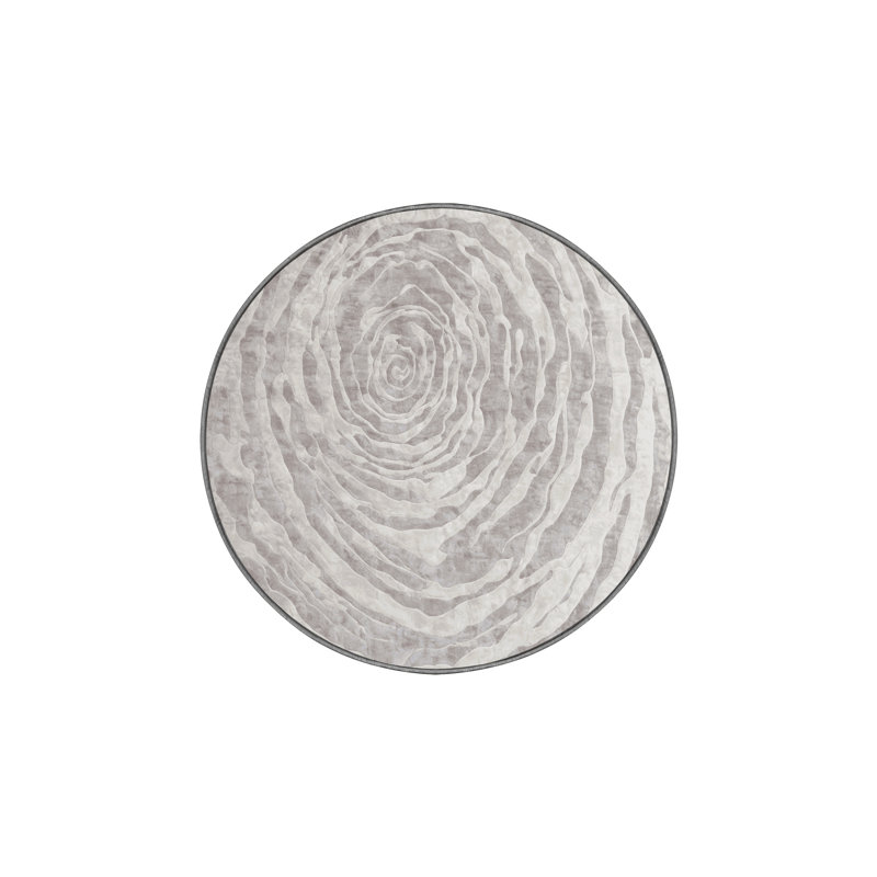 Machine Washable Gray Area Rug, Round 3'