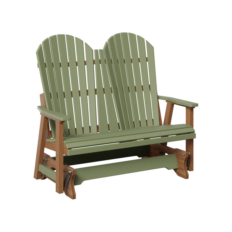 Comfo Back Outdoor Glider, Sage Top/Antique Mahogany Base