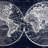 World Map Blue Print Rug | Industrial Satellite View Decor