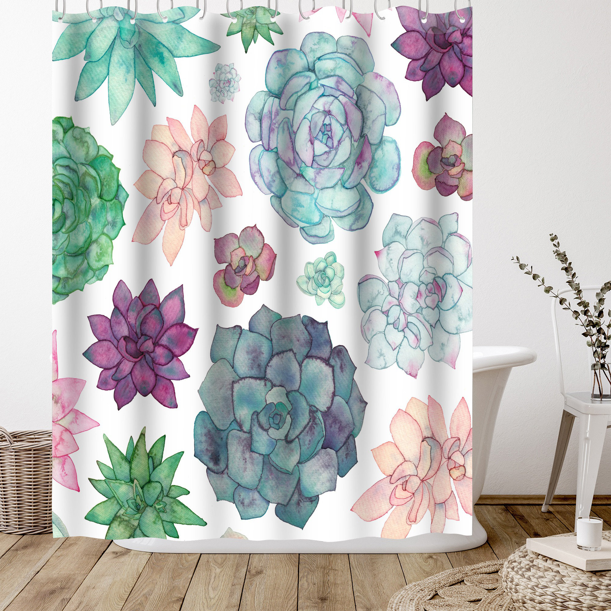 Succulent shower deals curtain