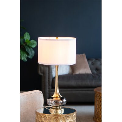 Lampe de table avec tambour en verre D15x29 "(assemblage de l'abat-jour requis)