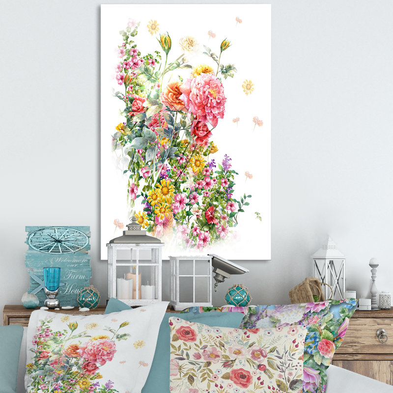 Red Blooming Poppies III - œuvre d'art traditionnelle sur toile, H 20 po x l 12 po x P 1 po, Toile tendue