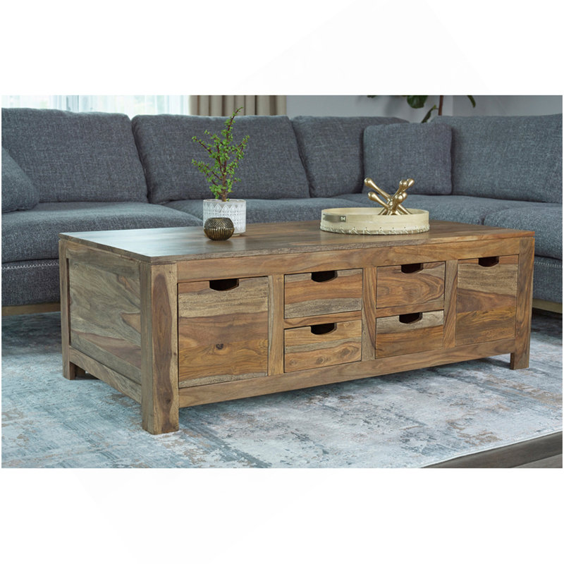 Table basse à 6 tiroirs Salishan Natural Sheesham
