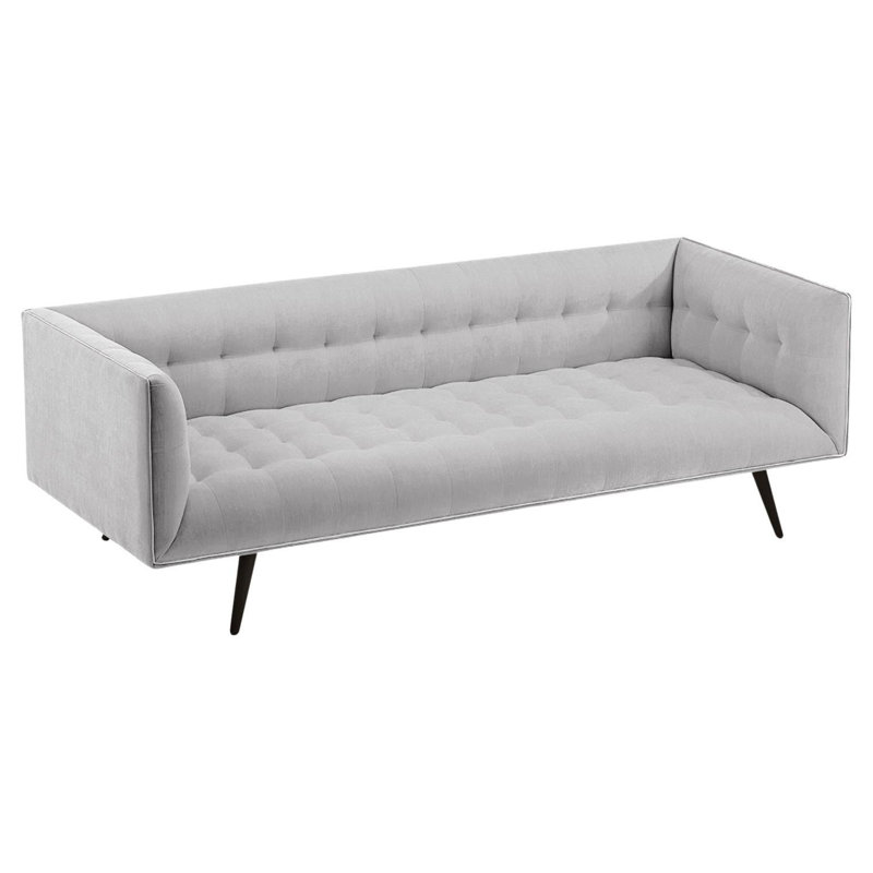 Dust Boucle Tufted Sofa, 28" H x 63" W x 35" D, Aluminium, Black