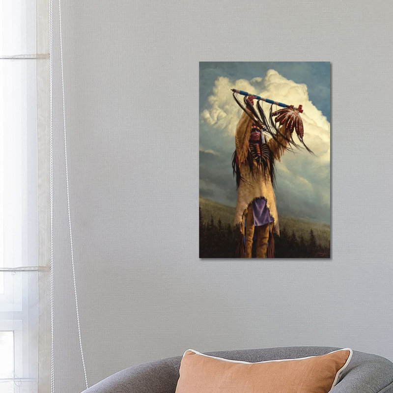 Keeper Of The Sacred Tube par Joe Velazquez - peinture sur toile tendue, H 26 po x l 18 po x 1,5 po