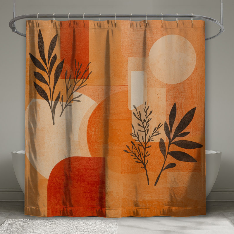 Rideaux de douche à motif géométrique abstrait botanique extra long, L 70 po x H 84 po