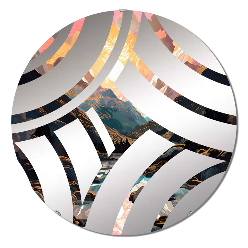 Miroir décoratif Fiery Mountain Skies I - Center Wave, 31,4 po x 31,4 po