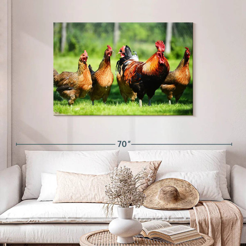 Outdoor Chickens, 30" H x 45" W