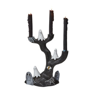 Skull Candle Holder - Gothic Tabletop Craniumskeleton Head Candlestick Retro Spooky Desktop Tealight Cup Horrible Home Office BarParty Graveyard Decor