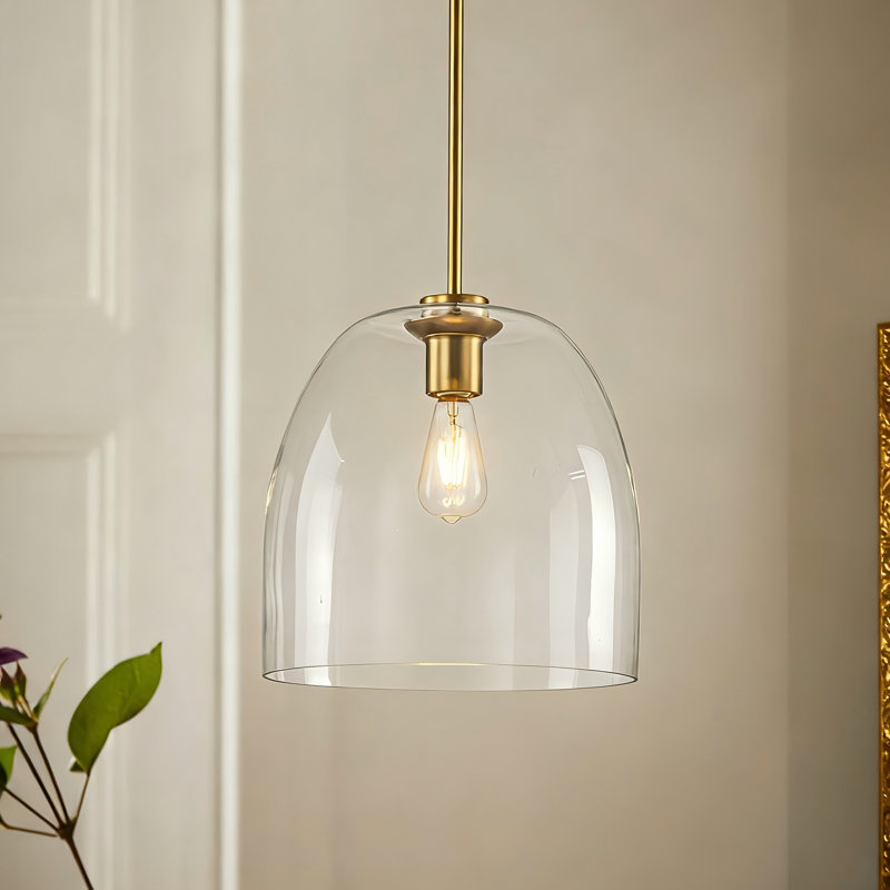 Luminaire suspendu conique 1 lumière en verre doré (13,7 po)