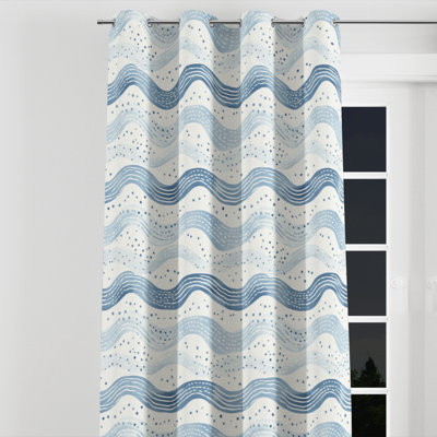 Dots Curtain panels - Beach Dotted Wave Coastal Grommet Curtain - 1 Panel