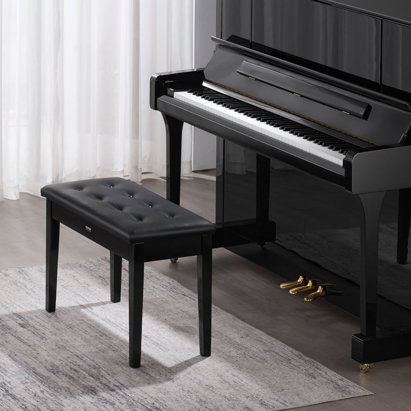 Duet Piano Keyboard Bench Storage Padded Chair Wooden Vanity Bookcase Stool, 19" H x 29.5" W x 14" D