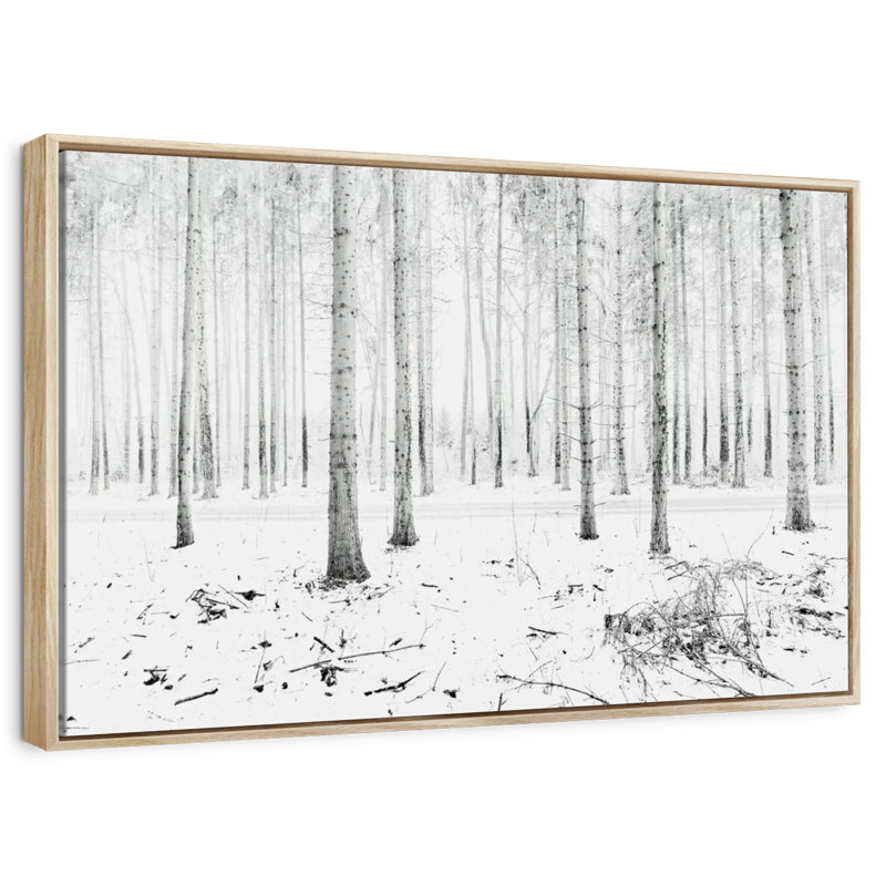 Langenargen Winter Forest, Floating Frame Natural Wood, 37" X 25"