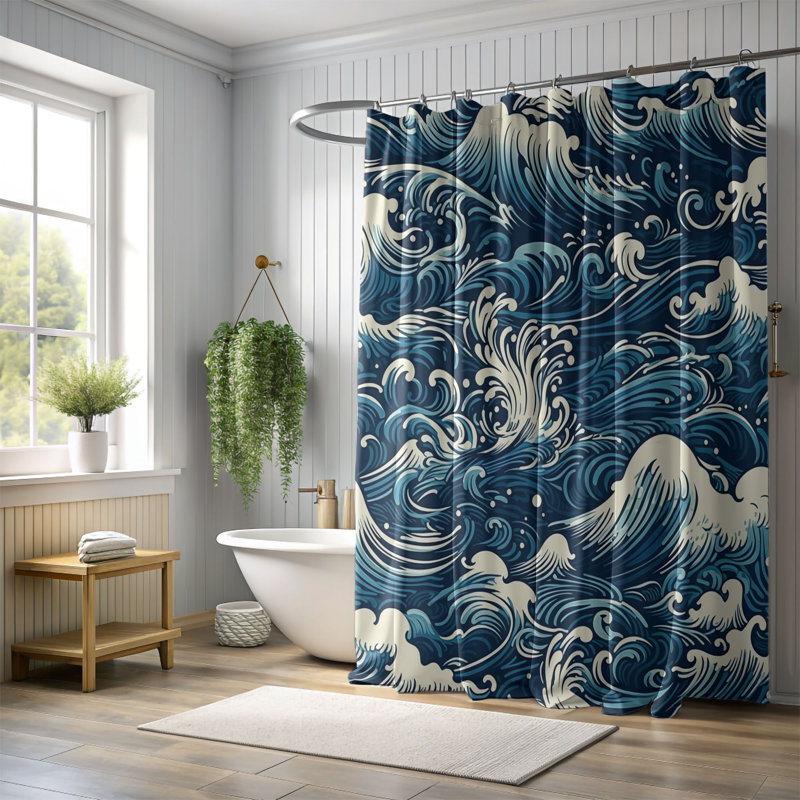 Rideau de douche standard 1 pièce Ocean Breeze, H 74 po x l 71 po