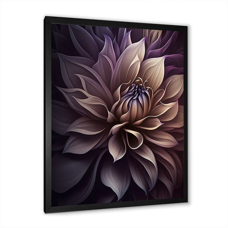 «Mauve Dahlia fleur II - Dahlia», reproduction d'art sur toile encadrée, H 20 po x l 12 po, Cadre photo noir