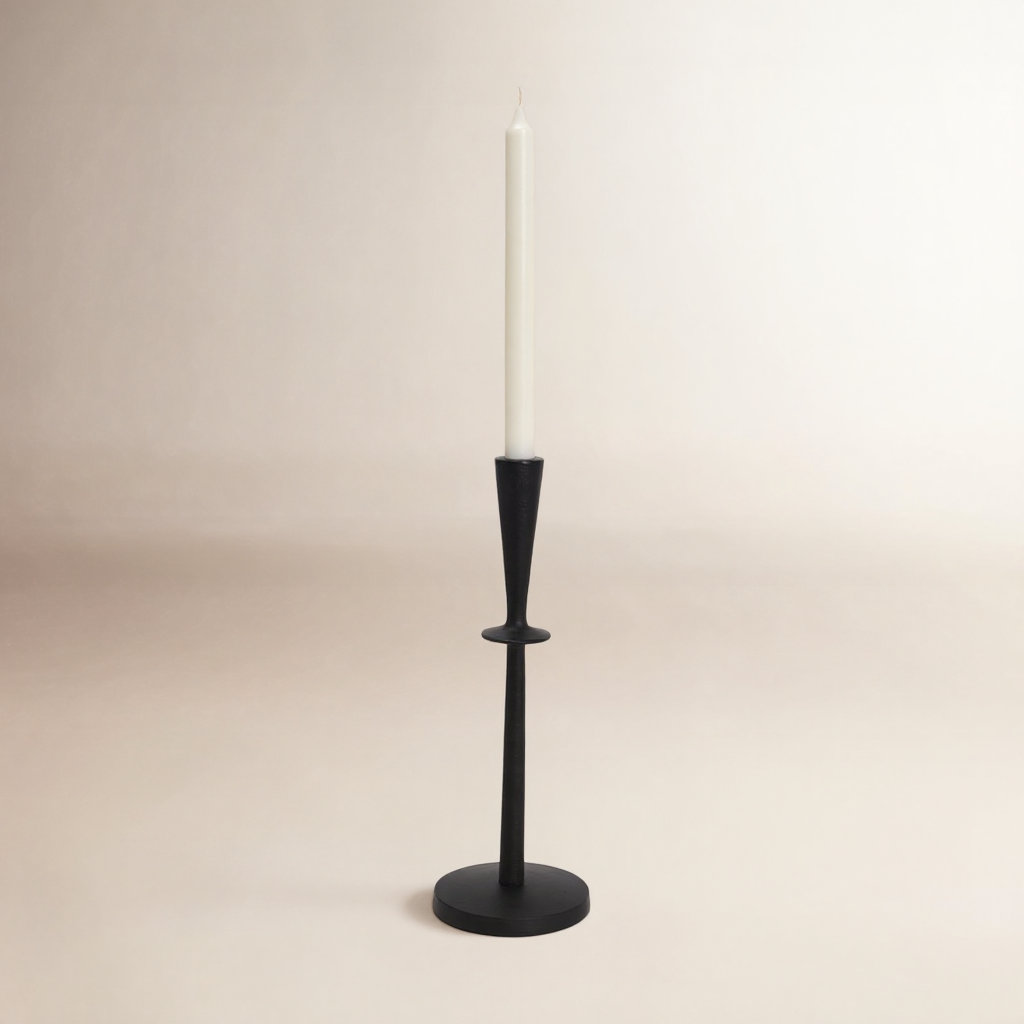 Aluminum Tabletop Candlestick, 13" H x 4.5" W x 4.5" D