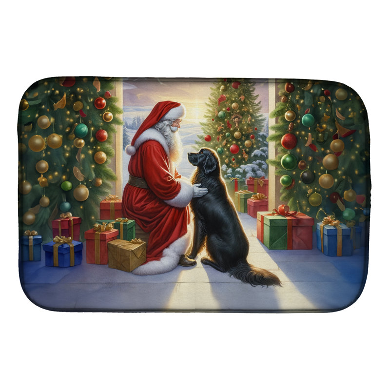 Tapis à plat Flat Retriever and Santa Claus