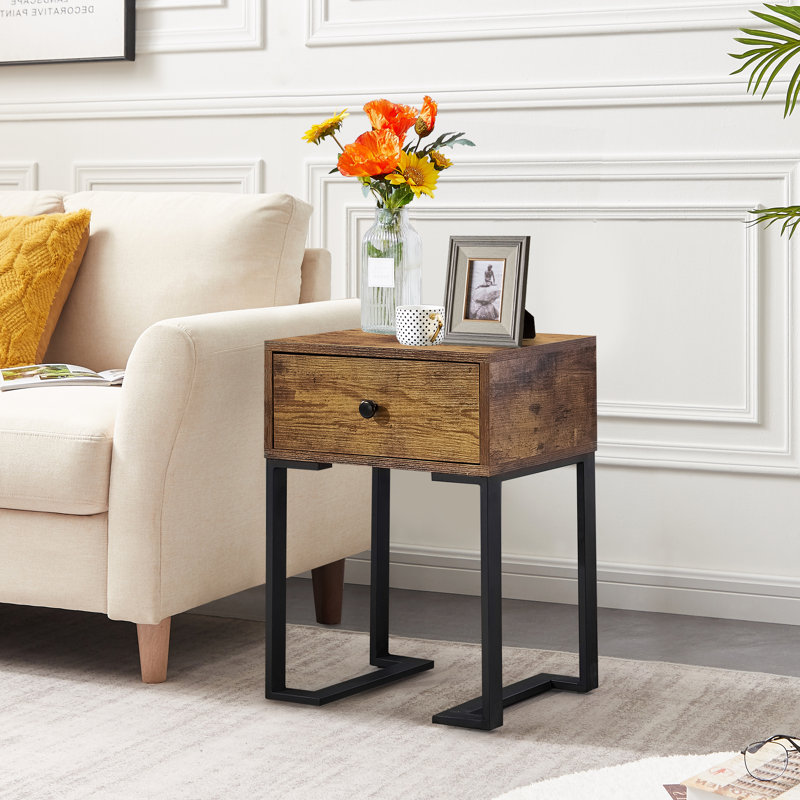 Kempst 15.7'' W Metal Nightstand, Antique Brown