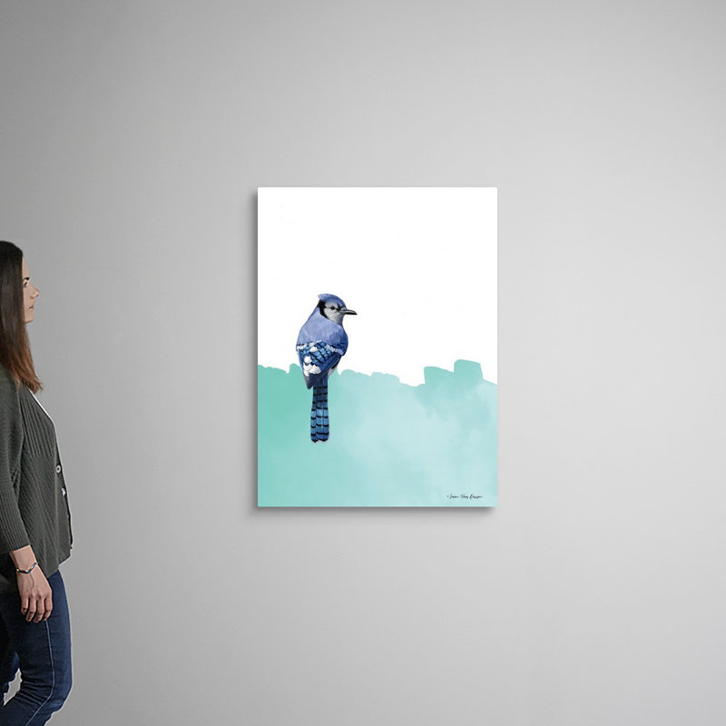 Oiseau sur bleu-reproduction d’art sur toile, H 40 po x l 30 po x P 1,25 po, Toile tendue